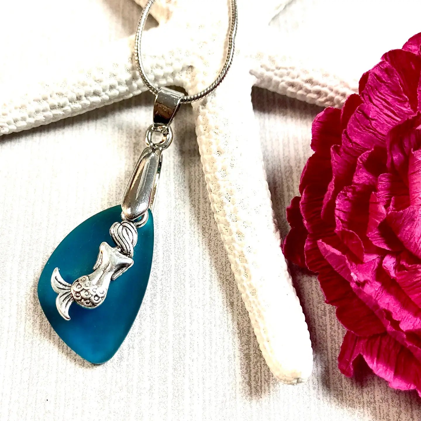 Sea Glass Mermaid Pendant Necklace