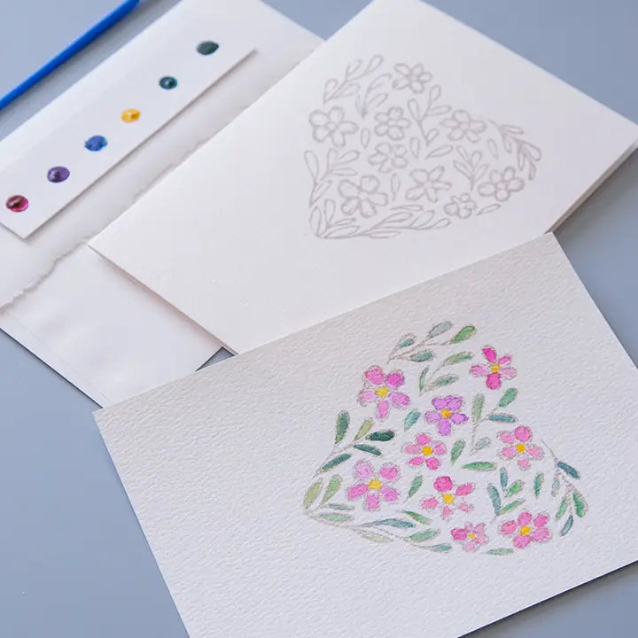 Wildflower Heart Watercolor Card Kit