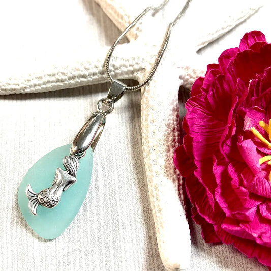 Sea Glass Mermaid Pendant Necklace