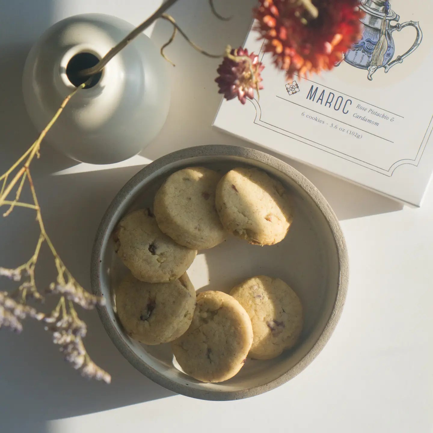 Rose Pistachio Cardamom Cookies