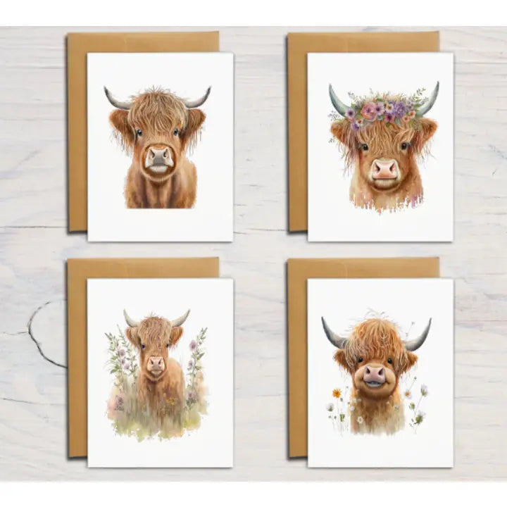 Assorted Highland Cow Note Cards